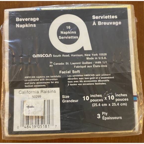 Vintage 1988 California Raisins beverage napkins 🎶🎶🎶 - Picture 2 of 2